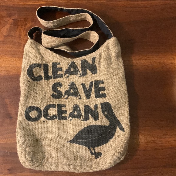 Clean Save Ocean Burlap Crossbody - Picture 1 of 6